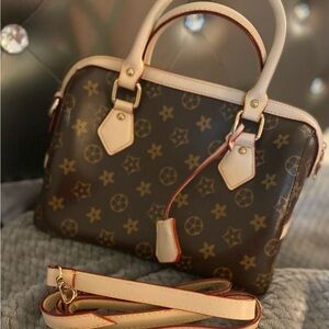 Brown and Cream Designer Handbag